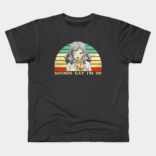 Sounds Gay I'm In - Lesbian Anime Pun - Retro Sunset Kids T-Shirt by clvndesign